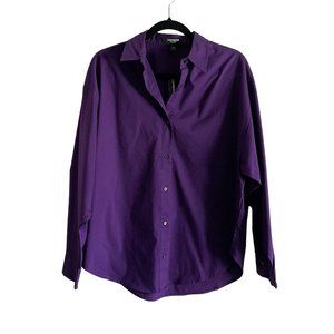 Express Women M Purple Oversized Boxy Poplin Boyfriend Portofino Shirt NWT